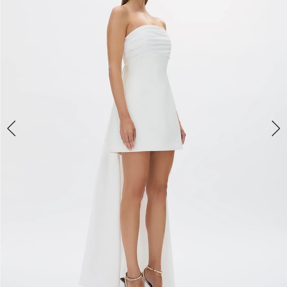 Rachel Gilbert Strapless White Midi Dress